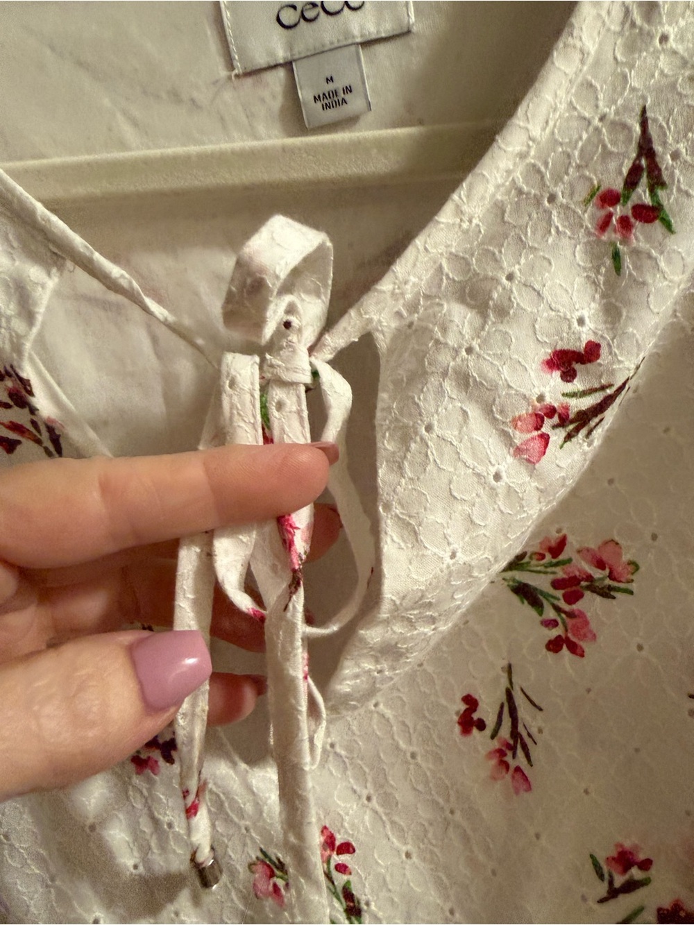 CeCe White Mini Dress with Pink Floral Print - Picture 8 of 9